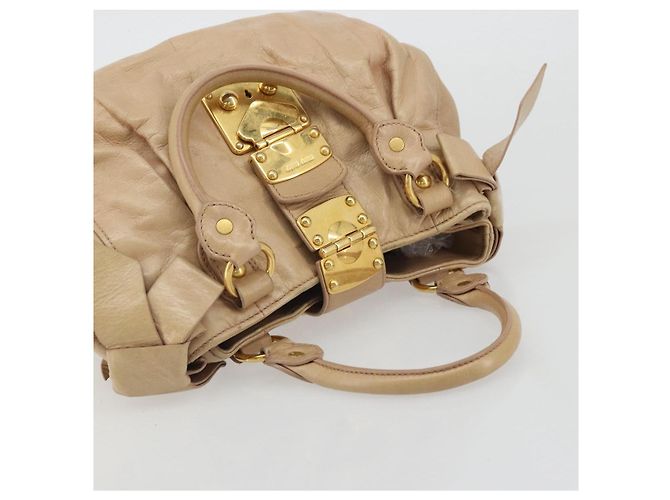 Borsa a mano Miu Miu in pelle beige oro Auth 175444A D'oro - vista 6