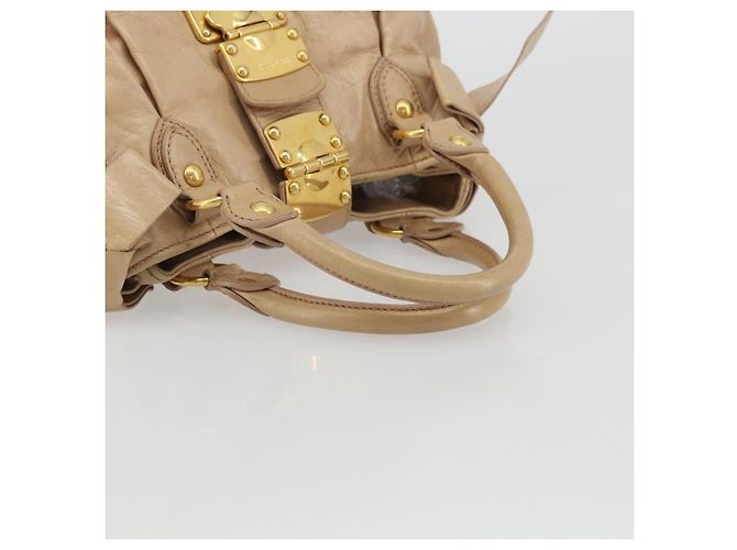 Borsa a mano Miu Miu in pelle beige oro Auth 175444A D'oro - vista 7