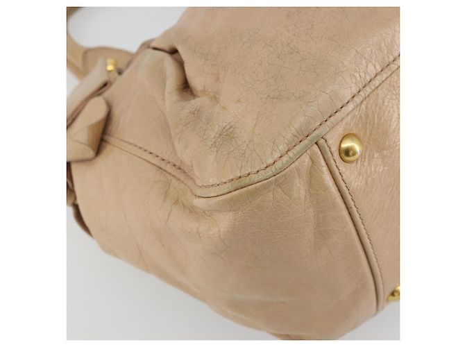 Borsa a mano Miu Miu in pelle beige oro Auth 175444A D'oro - vista 9