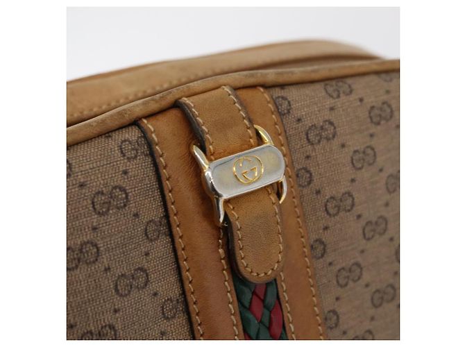 Gucci Borsa a spalla Micro GG Supreme in PVC Beige Oro Auth BA12144 D'oro - vista 15
