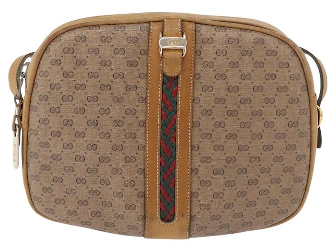 Gucci Borsa a spalla Micro GG Supreme in PVC Beige Oro Auth BA12144 D'oro - vista 2