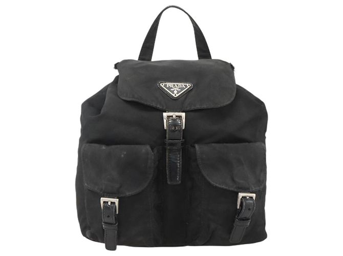 PRADA Backpack Nylon Black Silver Auth YKZ1087 Silvery - view 13