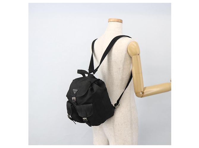 PRADA Backpack Nylon Black Silver Auth YKZ1087 Silvery - view 28