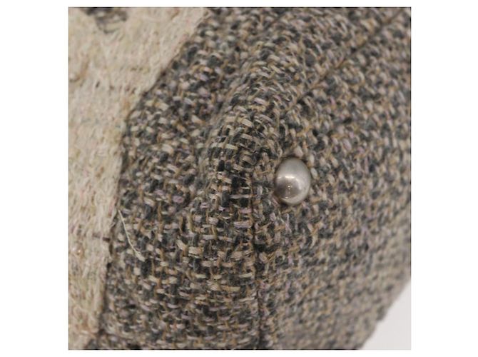 Borsa tote della linea Cambon di CHANEL in tweed grigio argento CC Auth mr2380A Marrone - vista 10