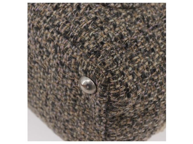 Borsa tote della linea Cambon di CHANEL in tweed grigio argento CC Auth mr2380A Marrone - vista 13