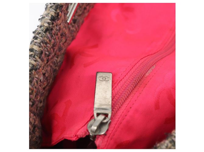 Borsa tote della linea Cambon di CHANEL in tweed grigio argento CC Auth mr2380A Marrone - vista 14