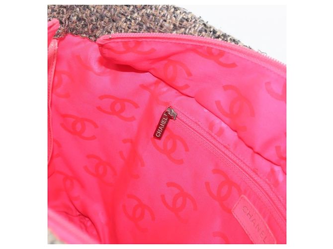 Borsa tote della linea Cambon di CHANEL in tweed grigio argento CC Auth mr2380A Marrone - vista 19