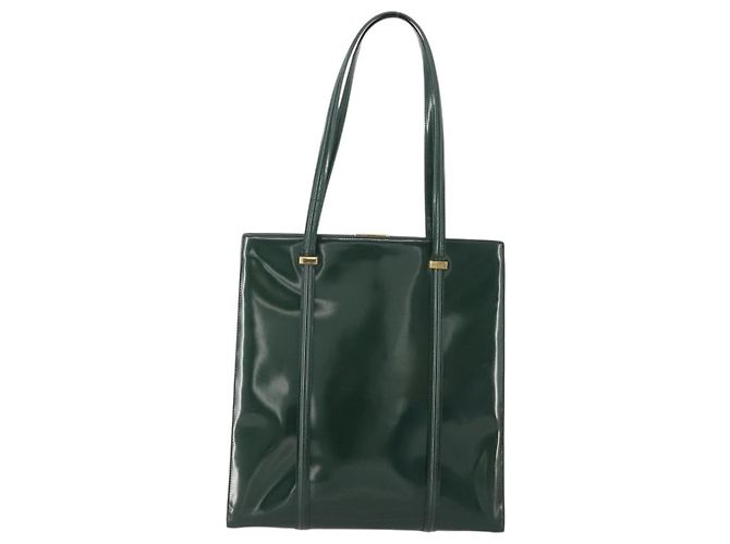 Borsa Tote GUCCI Pelle verniciata Verde Oro 002 406 0425 Auth bs34366 D'oro - vista 2