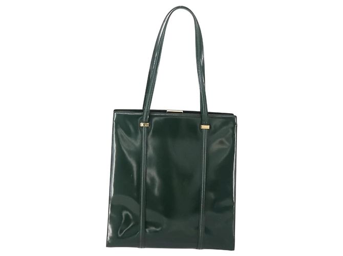Borsa Tote GUCCI Pelle verniciata Verde Oro 002 406 0425 Auth bs34366 D'oro - vista 3