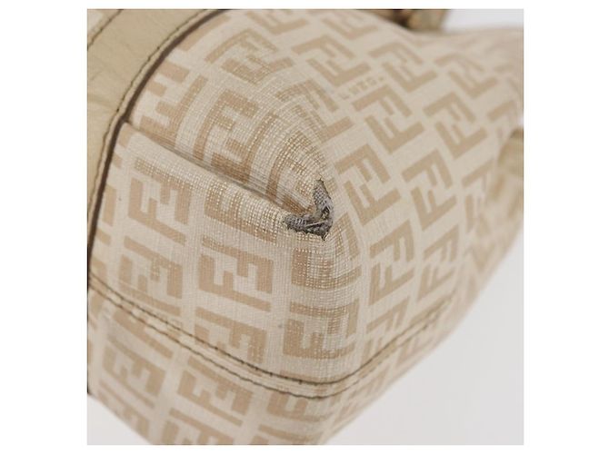 Borsa a mano in tela Zucchino FENDI avorio e oro Auth 175493 - vista 11