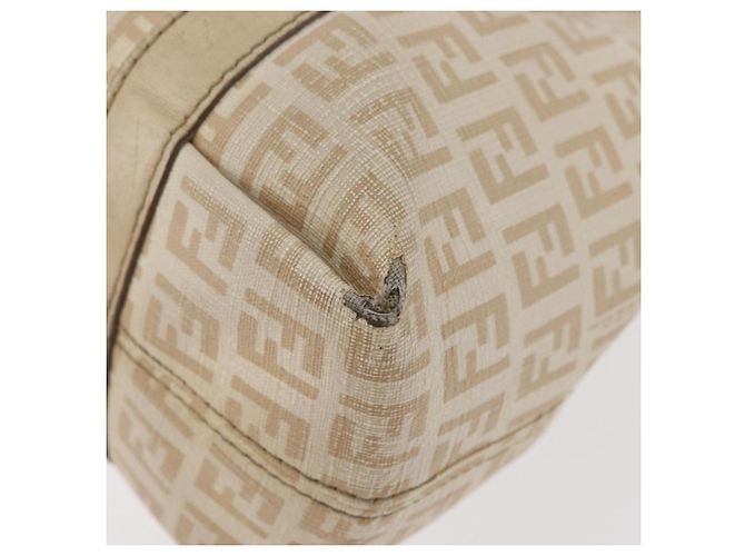 Borsa a mano in tela Zucchino FENDI avorio e oro Auth 175493 - vista 13