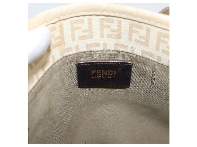 Borsa a mano in tela Zucchino FENDI avorio e oro Auth 175493 - vista 14
