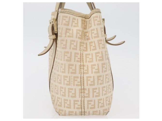 Borsa a mano in tela Zucchino FENDI avorio e oro Auth 175493 - vista 4