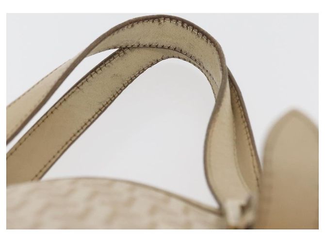Borsa a mano in tela Zucchino FENDI avorio e oro Auth 175493 - vista 8