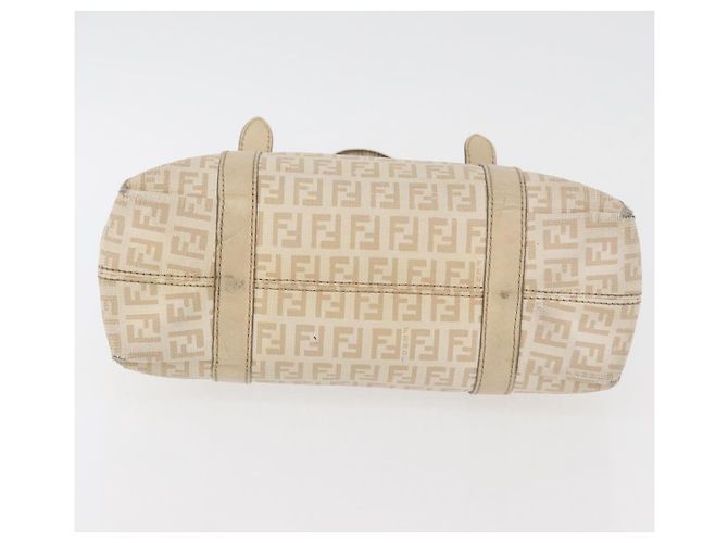 Borsa a mano in tela Zucchino FENDI avorio e oro Auth 175493 - vista 9