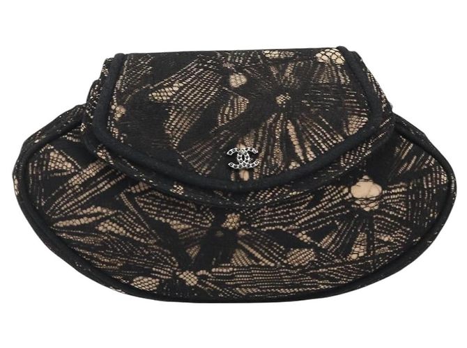 CHANEL COCO Bolsa Clutch Mark Race Bege Prata CC Auth YKZ1333 - vista 2