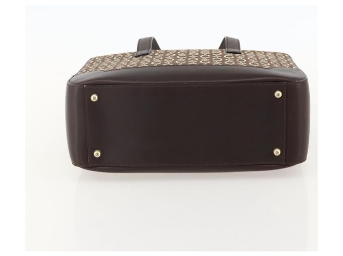 Céline Borsa a mano in tela Macadam C di CELINE in pelle beige e oro Auth 175216A D'oro - vista 9