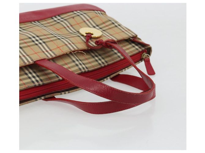 Burberry Nova Check Handtasche aus Canvas Beige Gold Auth 176714 - Ansicht 7