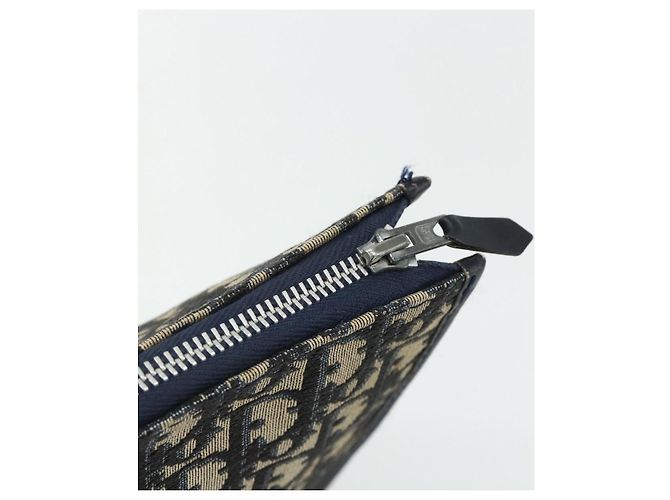 Clutch in tela Trotter Christian Dior Navy Argento Auth ti3819 Blu navy - vista 12