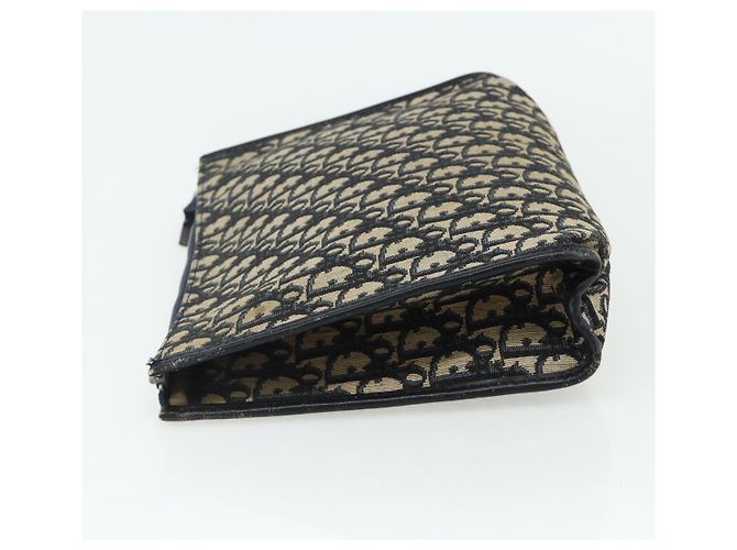 Clutch in tela Trotter Christian Dior Navy Argento Auth ti3819 Blu navy - vista 4