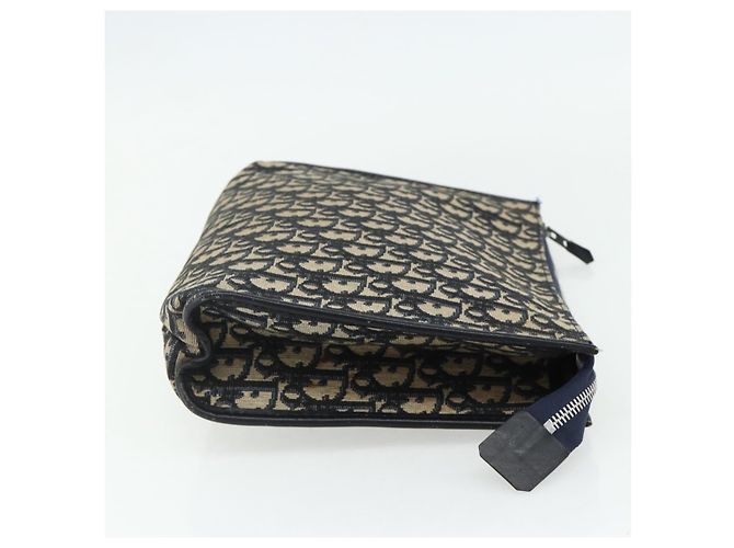Clutch in tela Trotter Christian Dior Navy Argento Auth ti3819 Blu navy - vista 5