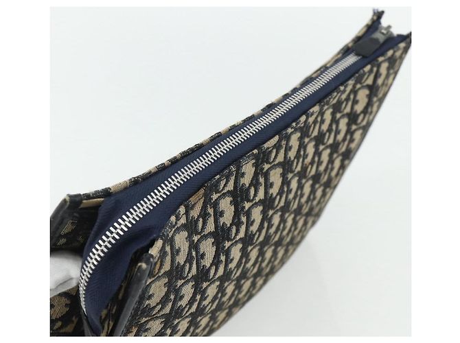 Clutch in tela Trotter Christian Dior Navy Argento Auth ti3819 Blu navy - vista 6