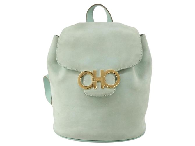 Zaino Gancini in suede verde e oro Salvatore Ferragamo Auth BAZ453 D'oro - vista 2