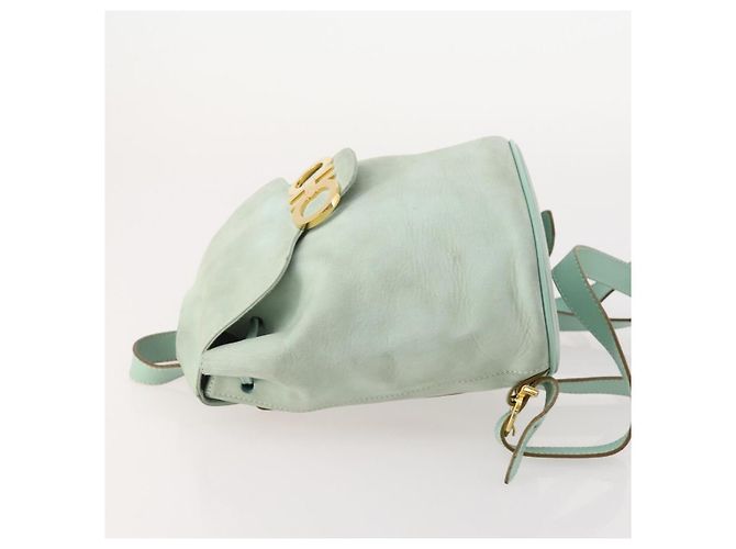 Zaino Gancini in suede verde e oro Salvatore Ferragamo Auth BAZ453 D'oro - vista 5