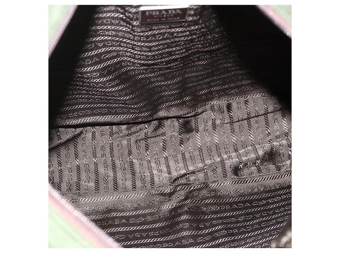 PRADA Tote Bag Nylon Khaki Silver Auth YKZ1160 Silvery - view 11