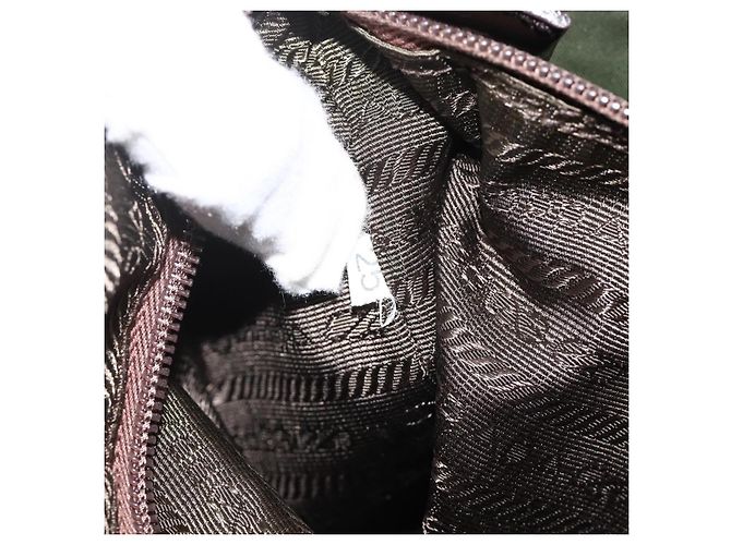 PRADA Tote Bag Nylon Khaki Silver Auth YKZ1160 Silvery - view 12