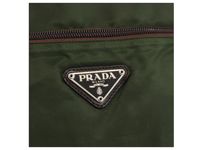 PRADA Tote Bag Nylon Khaki Silver Auth YKZ1160 Silvery - view 17