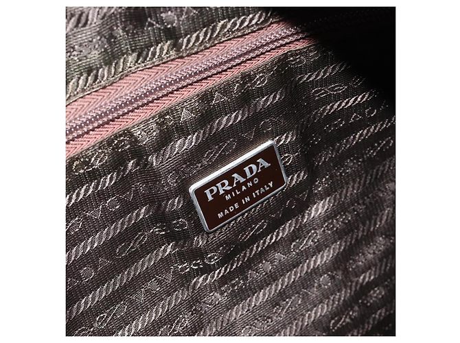 PRADA Tote Bag Nylon Khaki Silver Auth YKZ1160 Silvery - view 18