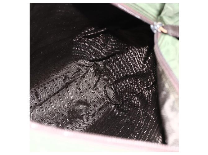 PRADA Tote Bag Nylon Khaki Silver Auth YKZ1160 Silvery - view 19