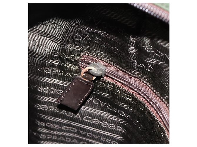 PRADA Tote Bag Nylon Khaki Silver Auth YKZ1160 Silvery - view 21