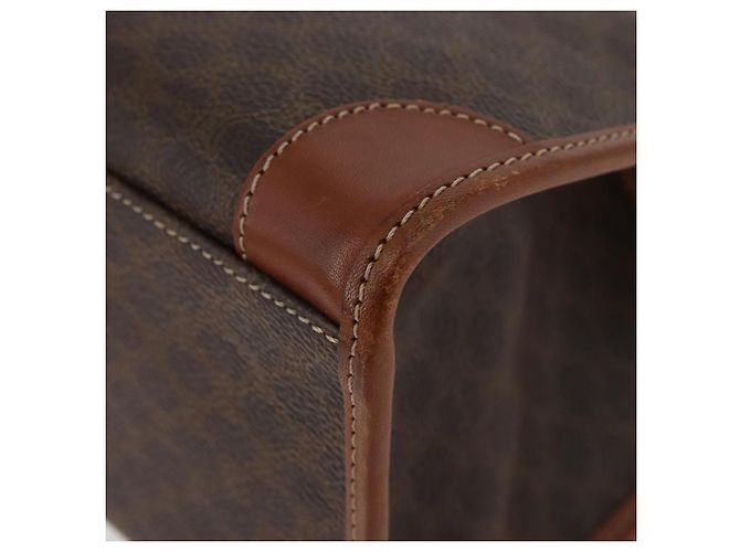 Céline Borsa a mano in tela Macadam CELINE in pelle PVC marrone oro Auth 176037 D'oro - vista 13