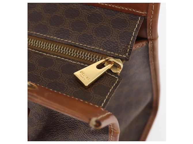 Céline Borsa a mano in tela Macadam CELINE in pelle PVC marrone oro Auth 176037 D'oro - vista 14
