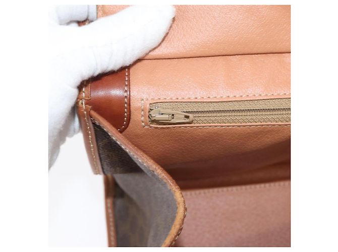 Céline Borsa a mano in tela Macadam CELINE in pelle PVC marrone oro Auth 176037 D'oro - vista 19