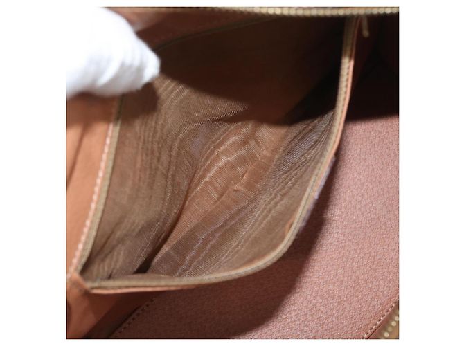 Céline Borsa a mano in tela Macadam CELINE in pelle PVC marrone oro Auth 176037 D'oro - vista 20