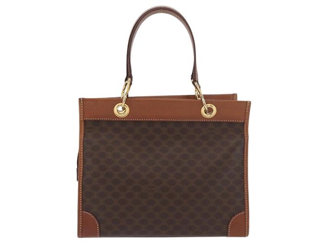 Céline Borsa a mano in tela Macadam CELINE in pelle PVC marrone oro Auth 176037 D'oro - vista 3