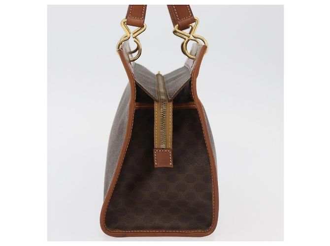 Céline Borsa a mano in tela Macadam CELINE in pelle PVC marrone oro Auth 176037 D'oro - vista 4
