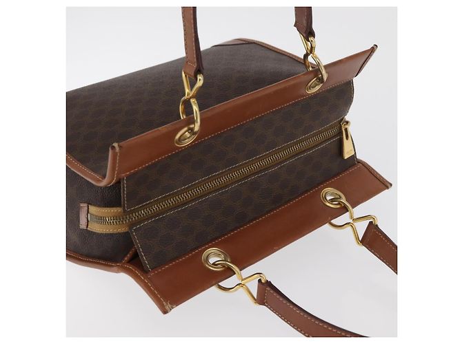 Céline Borsa a mano in tela Macadam CELINE in pelle PVC marrone oro Auth 176037 D'oro - vista 6