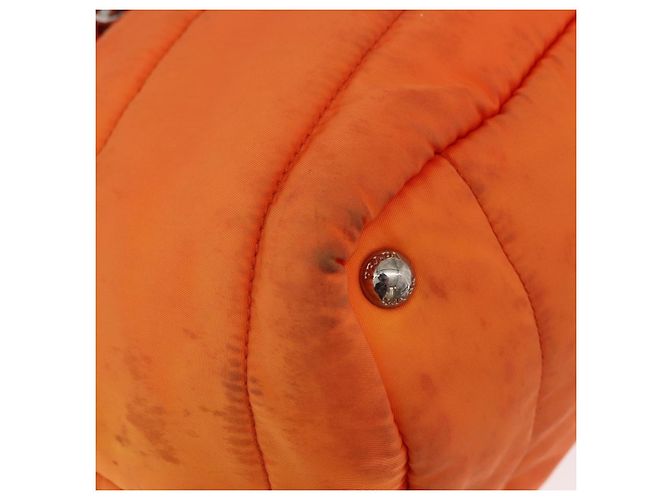 PRADA Borsa a Mano Nylon 2 vie Arancione Argento Auth ka3919 - vista 10