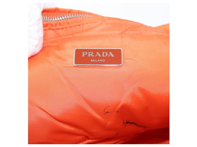 PRADA Borsa a Mano Nylon 2 vie Arancione Argento Auth ka3919 - vista 19