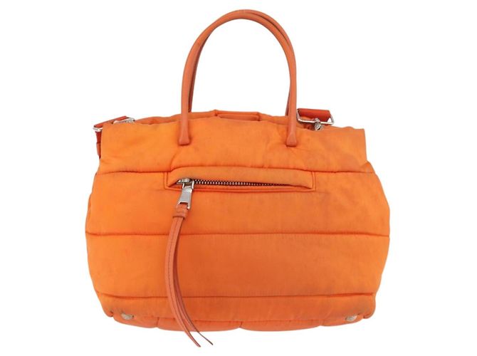 PRADA Borsa a Mano Nylon 2 vie Arancione Argento Auth ka3919 - vista 2