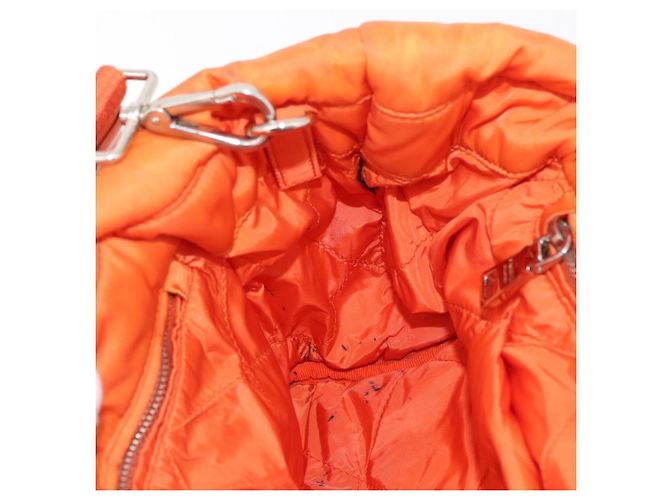 PRADA Borsa a Mano Nylon 2 vie Arancione Argento Auth ka3919 - vista 21