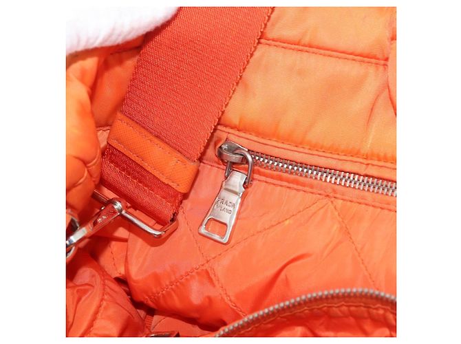 PRADA Borsa a Mano Nylon 2 vie Arancione Argento Auth ka3919 - vista 24