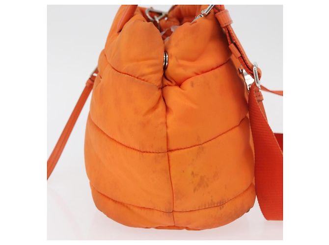 PRADA Borsa a Mano Nylon 2 vie Arancione Argento Auth ka3919 - vista 4