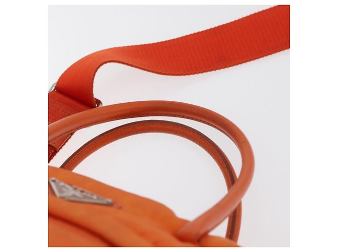 PRADA Borsa a Mano Nylon 2 vie Arancione Argento Auth ka3919 - vista 8