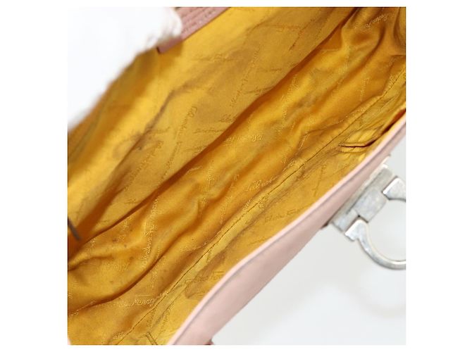 Borsa a mano Gancini in pelle rosa argento Auth 176491 di Salvatore Ferragamo - vista 15