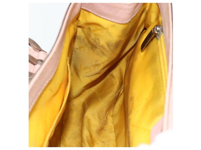 Borsa a mano Gancini in pelle rosa argento Auth 176491 di Salvatore Ferragamo - vista 17
